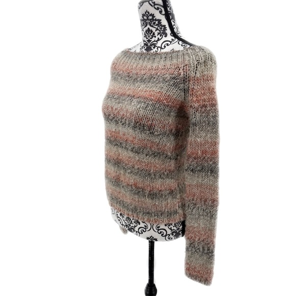 The Limited Striped Gray, Tan and Pink Fuzzy Sweater - Picture 6 of 8